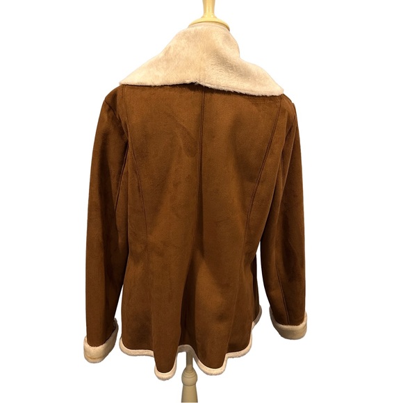 Relativity Rich Brown Faux Suede Sherpa Style Button Front‎ Jacket XL - Picture 5 of 12